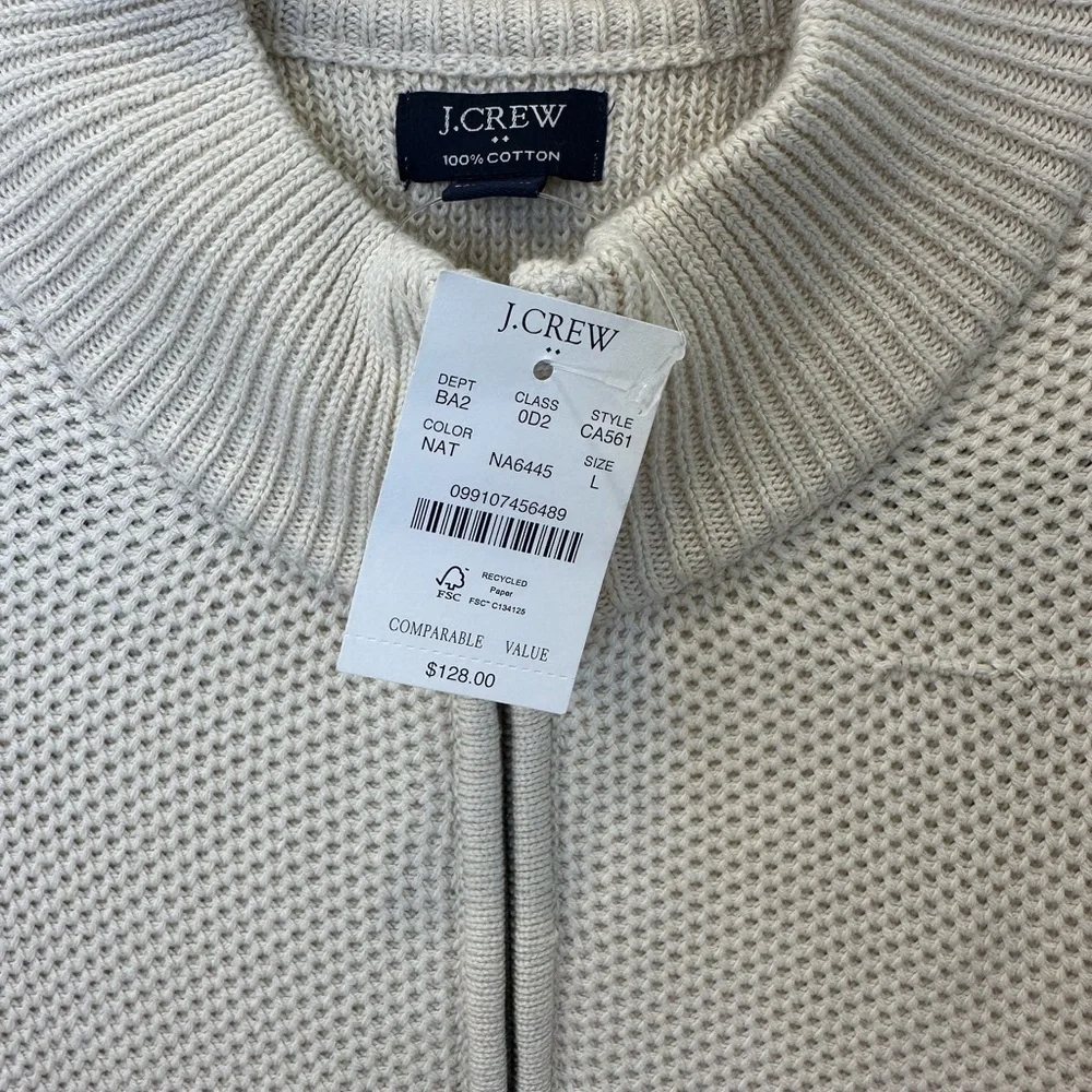 J.Crew Factory Men's L Cotton Honeycomb Knit Half-Zip Sweater NWT Flawed